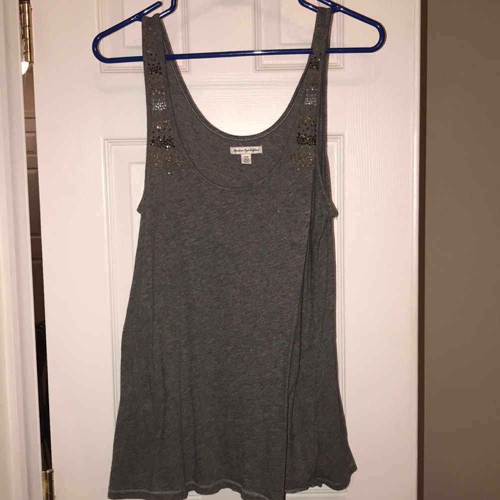 Grey tank top with beading